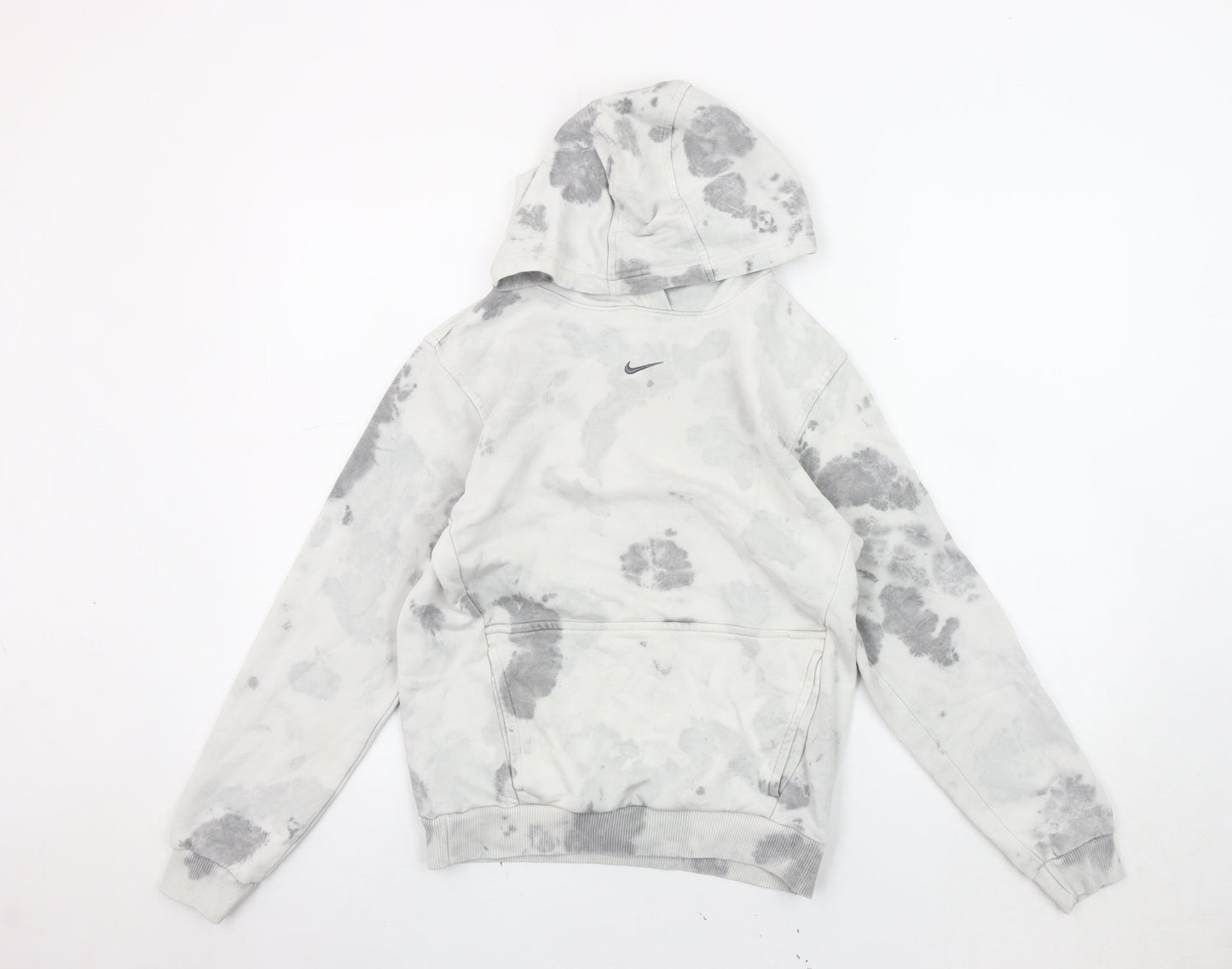 Nike Girls White Grey Tie-Dye Pullover Hoodie, Size L