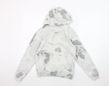 Nike Girls White Grey Tie-Dye Pullover Hoodie, Size L