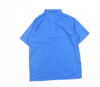 Jinhaolai Men's Blue Striped Polo Shirt L