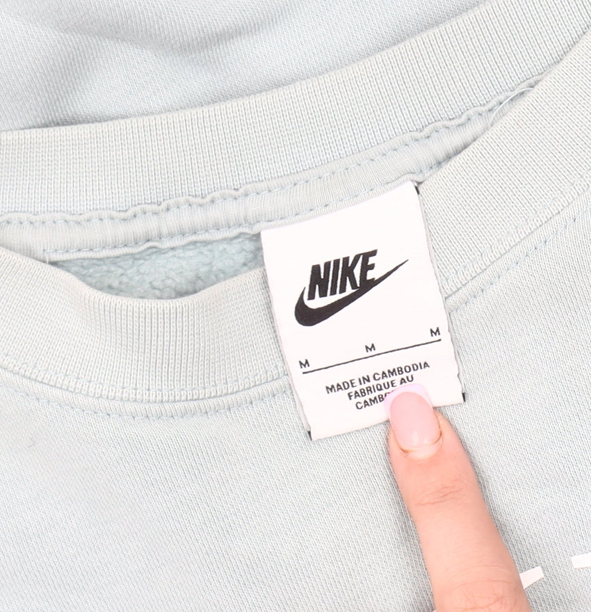 Nike Unisex Blue Pullover Sweatshirt M, Logo Print, Fleece