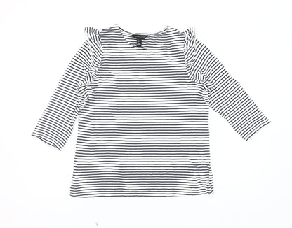 New Look Women's Black Striped T-Shirt - Size 12