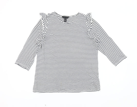 New Look Women's Black Striped T-Shirt - Size 12