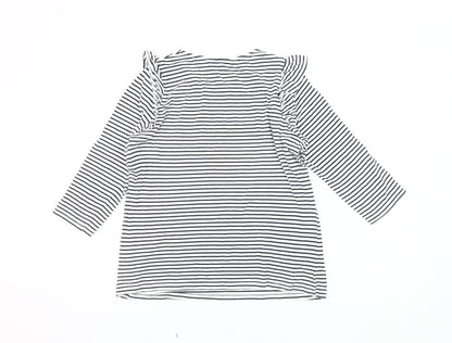 New Look Women's Black Striped T-Shirt - Size 12