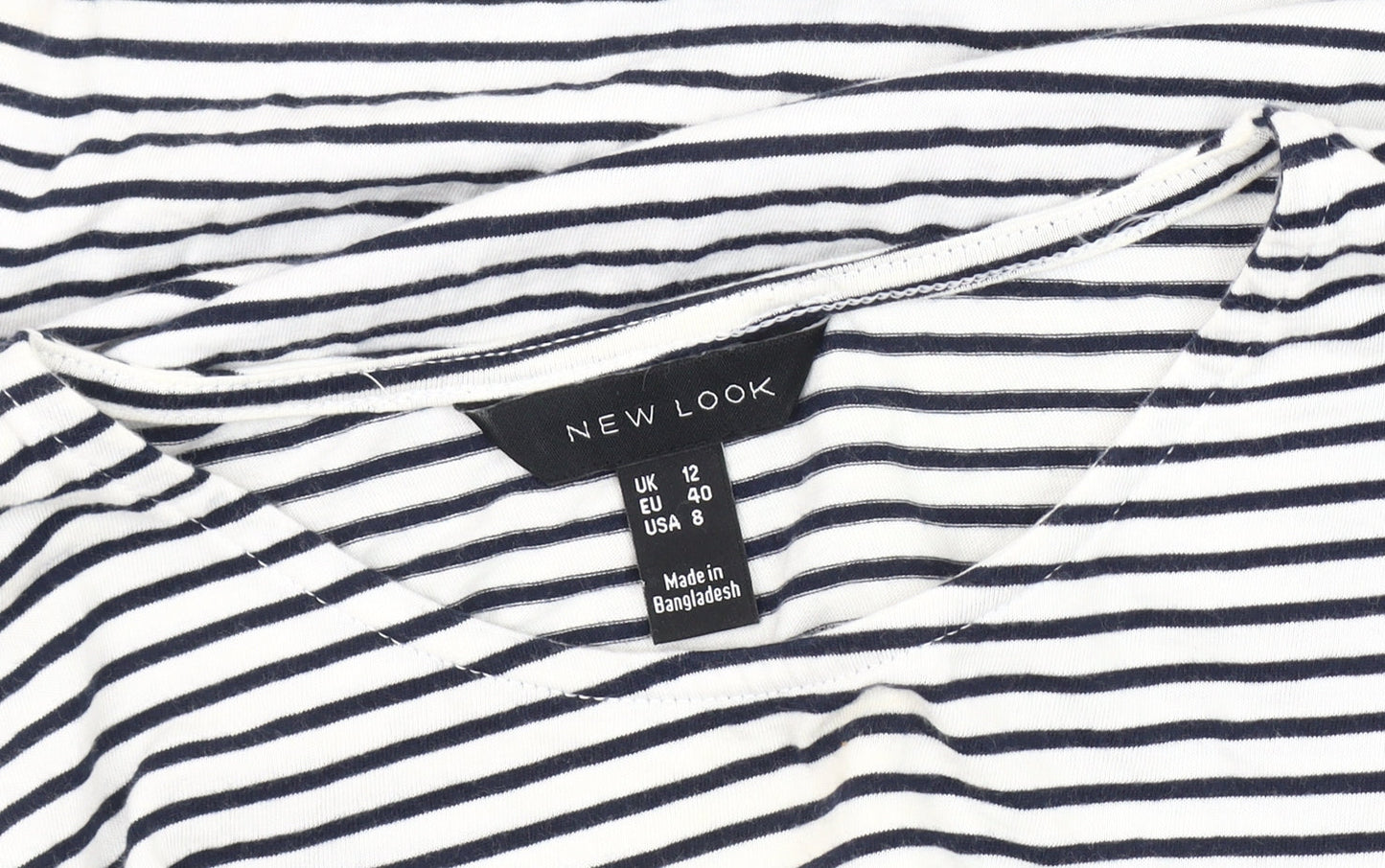 New Look Women's Black Striped T-Shirt - Size 12