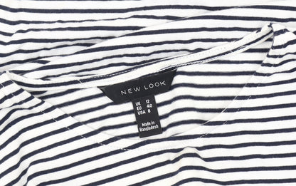 New Look Women's Black Striped T-Shirt - Size 12