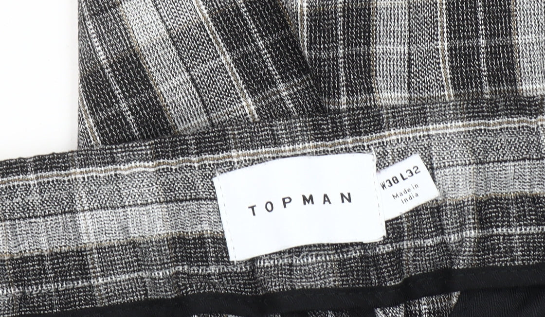 Topman Men's Grey Plaid Trousers Size 38
