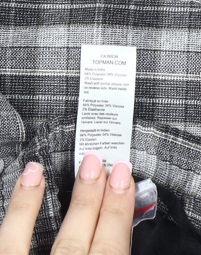 Topman Men's Grey Plaid Trousers Size 38