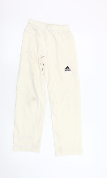 Adidas Boys Ivory Track Pants 9-10 Years Athletic Wear