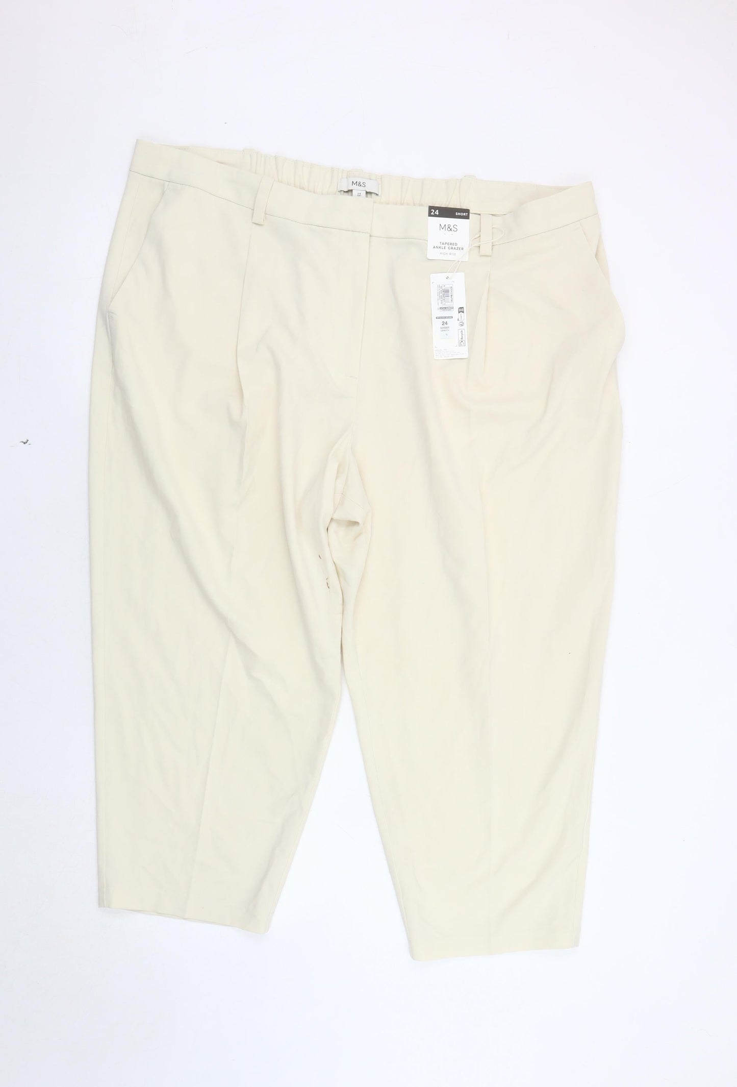 Womens UK Size 24 Marks and Spencer  Ankle Ivory Trousers