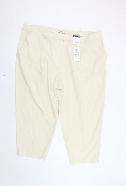 Womens UK Size 24 Marks and Spencer  Ankle Ivory Trousers
