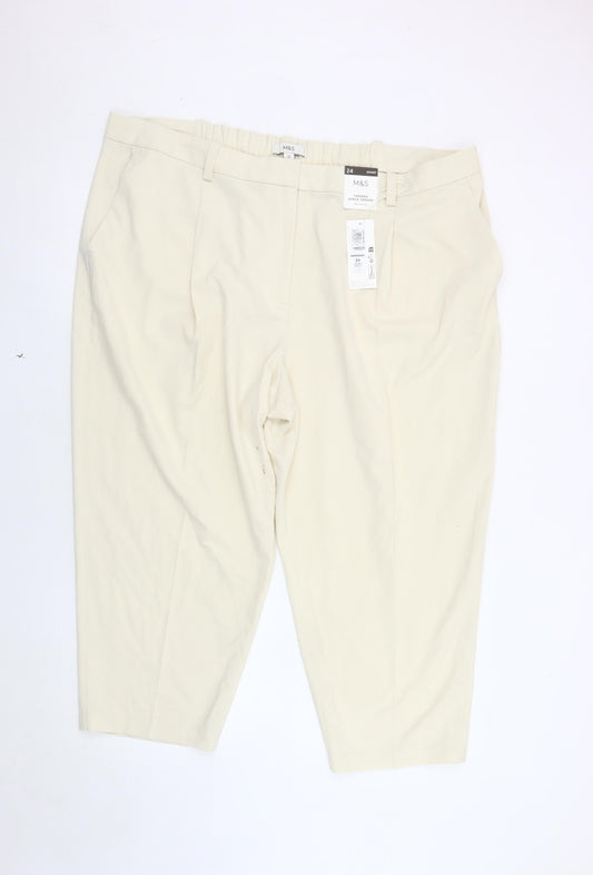 Womens UK Size 24 Marks and Spencer  Ankle Ivory Trousers