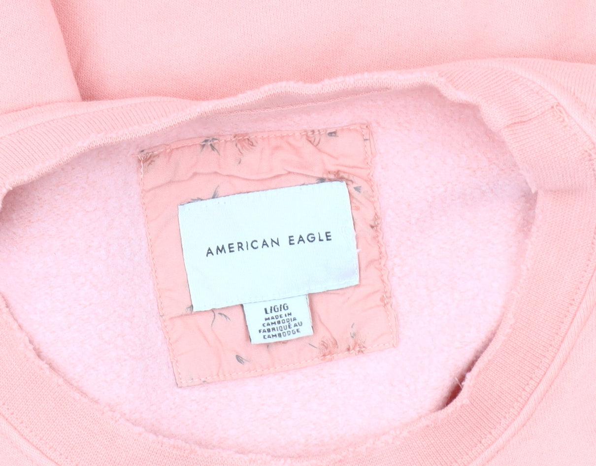 Unisex Adults UK Size L American Eagle Pink Pullover Sweatshirt