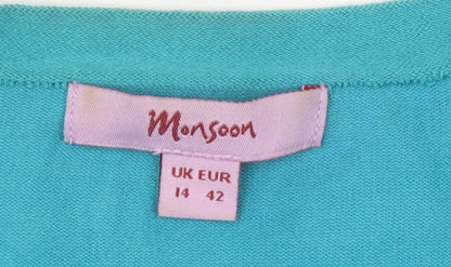 Womens UK Size 14 Monsoon Green Cardigan Jumper