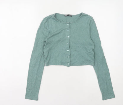 Womens UK Size S Zara Green Cardigan Jumper
