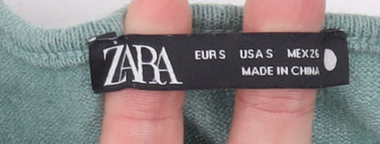 Womens UK Size S Zara Green Cardigan Jumper