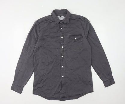 Topman Men's Grey Long Sleeve Casual Shirt - M