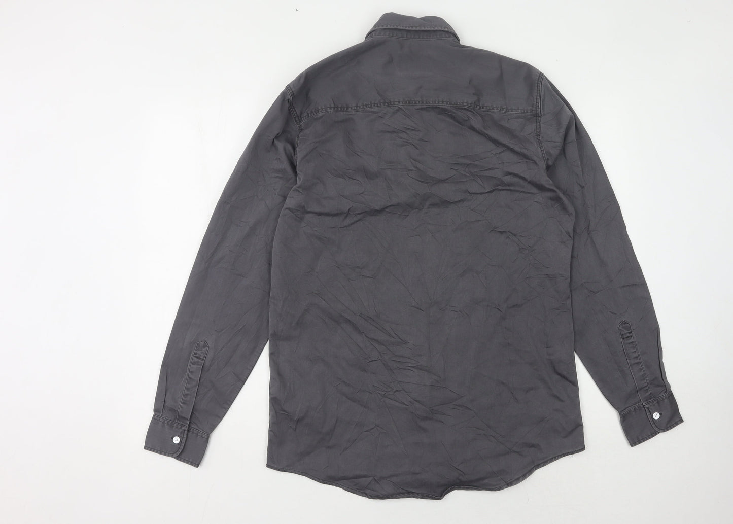 Topman Men's Grey Long Sleeve Casual Shirt - M