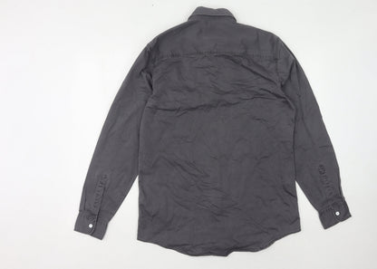 Topman Men's Grey Long Sleeve Casual Shirt - M