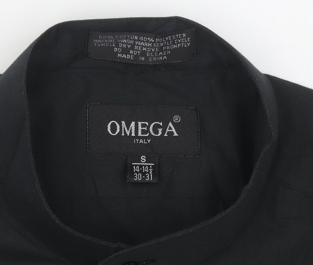 Omega Men's Black Button-Up Shirt, Long Sleeve, Size S