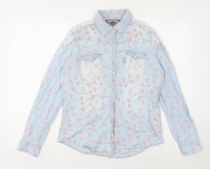 Womens UK Size M Stars & Stripes Blue  Button-Up