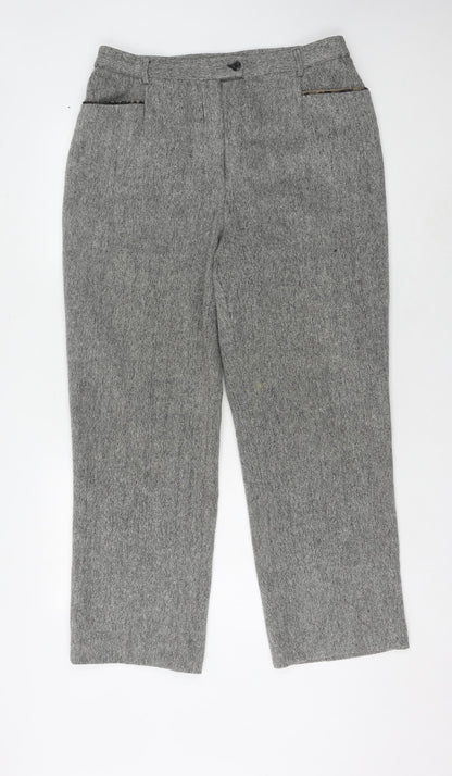 Oscar B. Women's Grey Trousers, Size 18, Herringbone