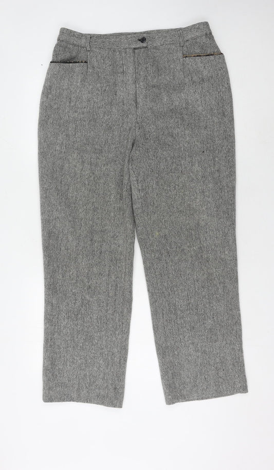 Oscar B. Women's Grey Trousers, Size 18, Herringbone