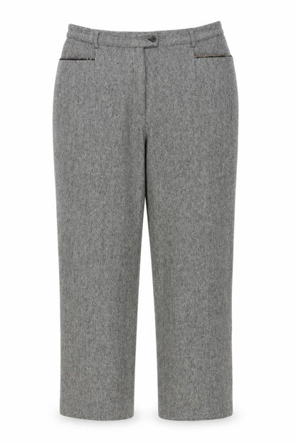 Front view of Oscar B. Women's Grey Trousers, size 18, Herringbone