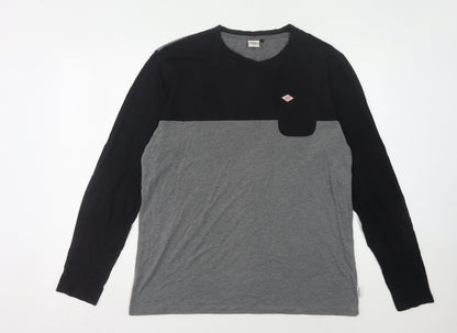 Lee Cooper Men's L Black Grey Long Sleeve T-Shirt