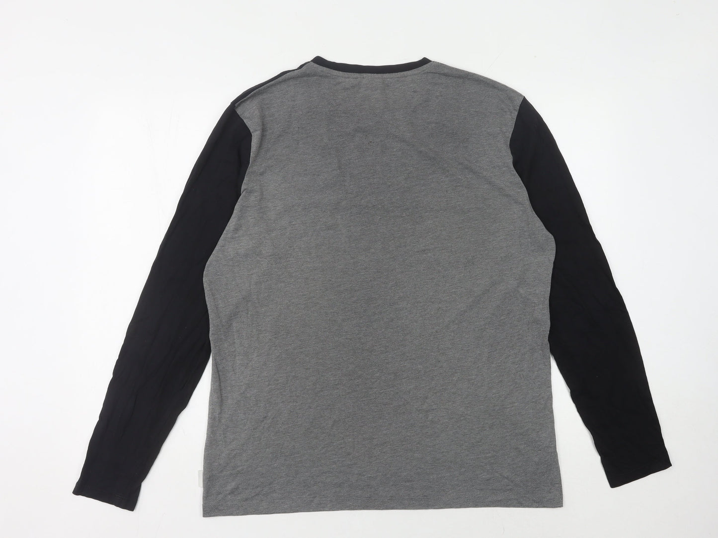 Lee Cooper Men's L Black Grey Long Sleeve T-Shirt