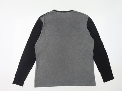 Lee Cooper Men's L Black Grey Long Sleeve T-Shirt