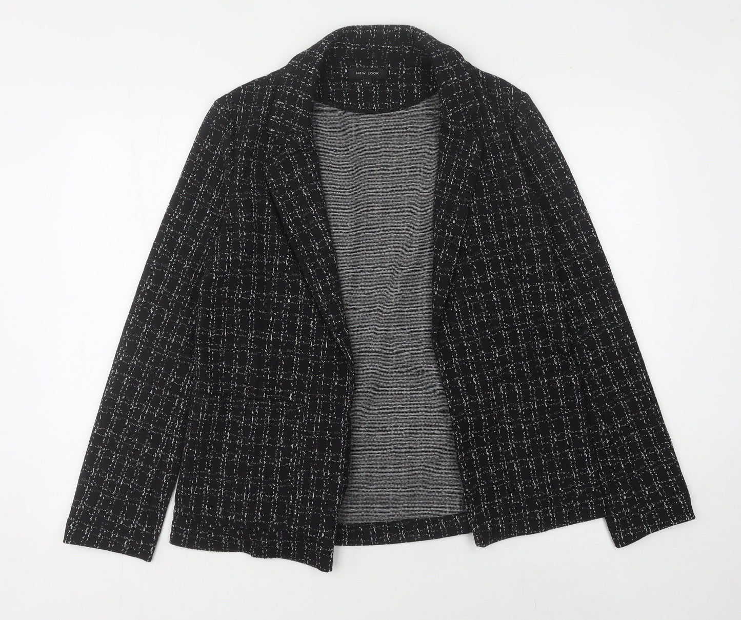 New Look Women's Black Tweed Blazer - Size 12