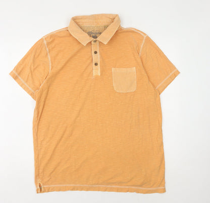 Debenhams Men's Orange Polo Shirt L, Short Sleeve