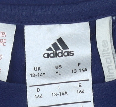 Adidas Boys Blue T-Shirt 13-14Y Gym Training Sports