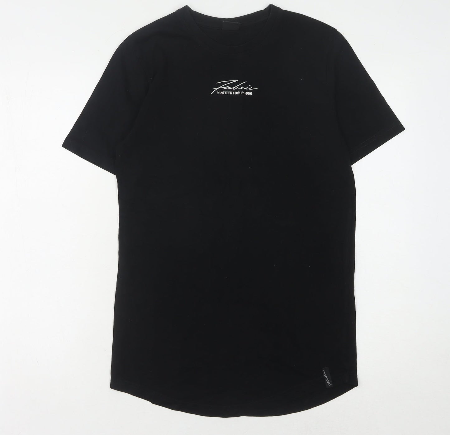 Fabric Men's Black Cotton T-Shirt XS Crew Neck