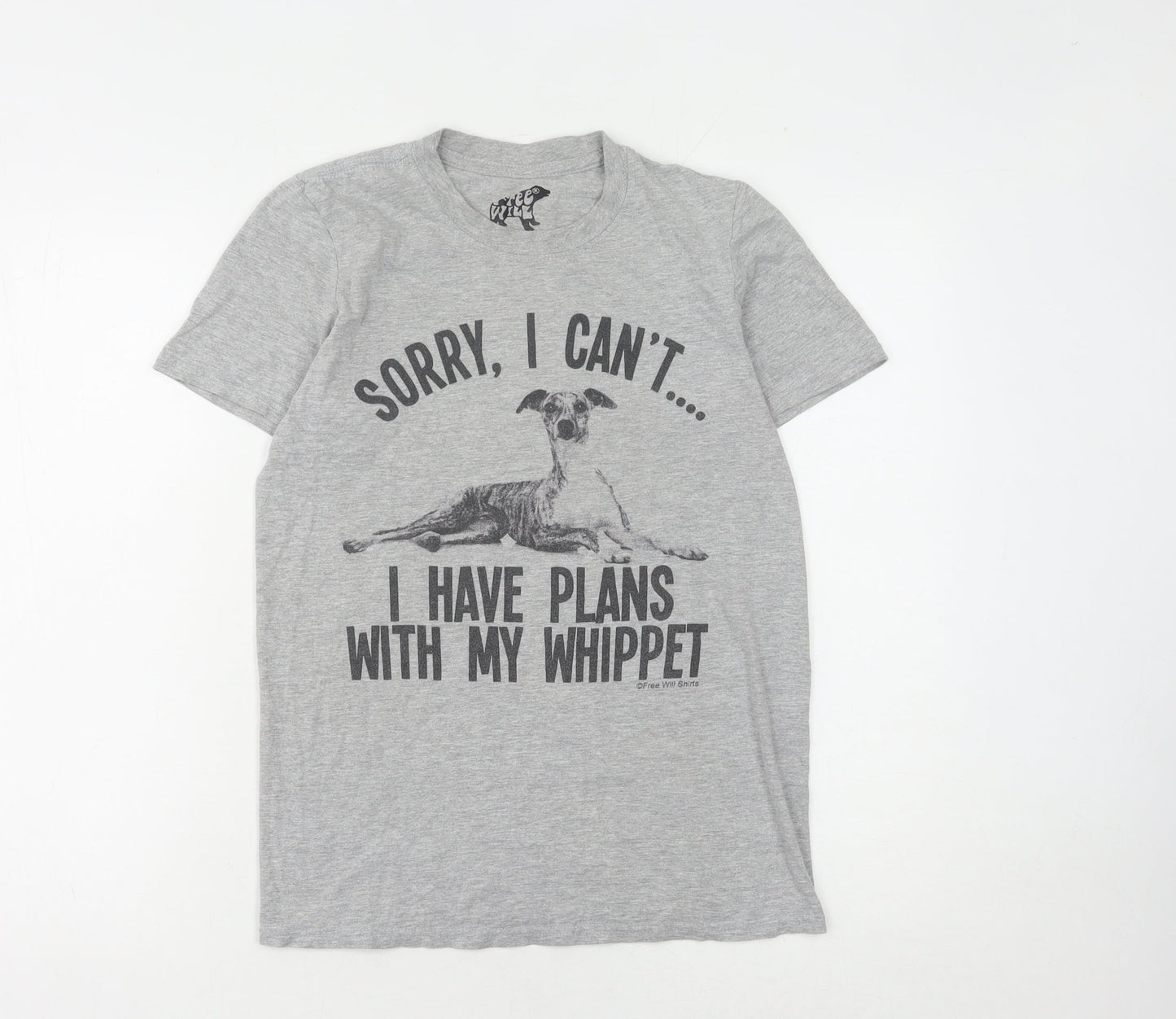 Free Will Unisex Grey Cotton T-Shirt, Size S