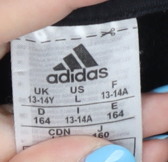 Adidas Boys Black Graphic Pullover Hoodie 13-14 Years