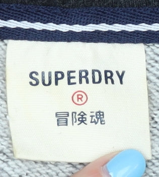 Superdry Women's Black Hoodie Size 12 Pullover with Logo Accent