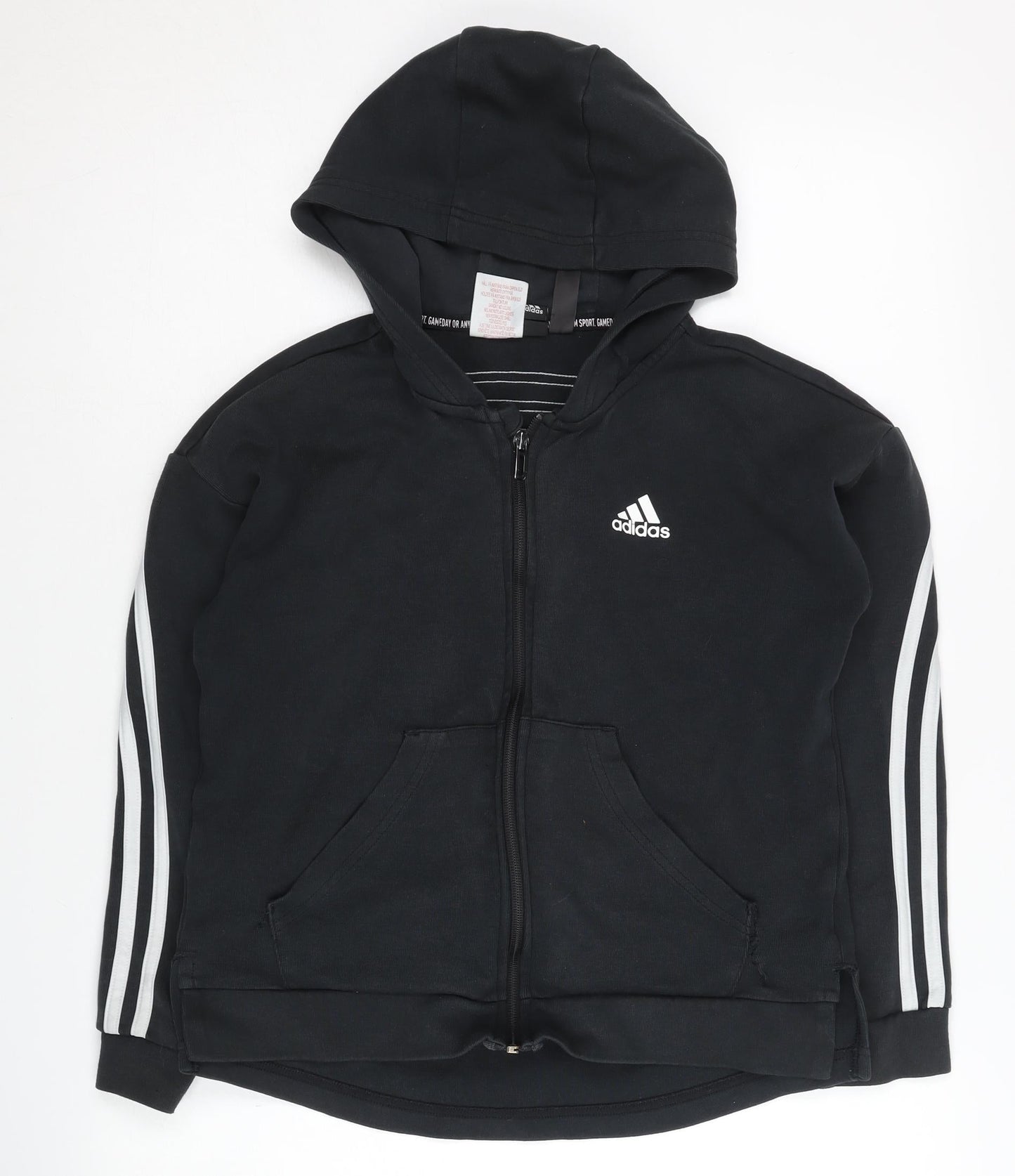 Adidas Girls Black Full Zip Hoodie - Size 11-12 Years