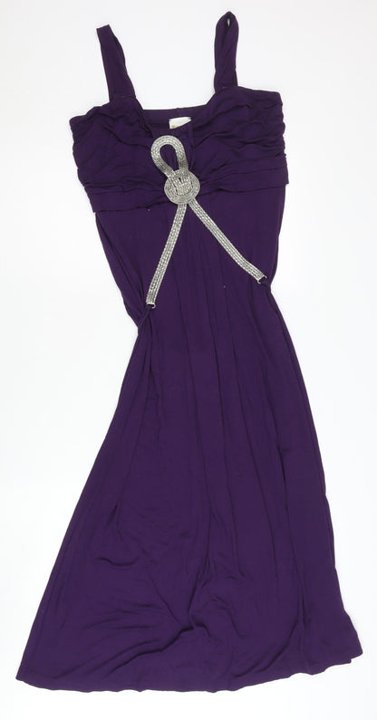 Roman Originals Women's Purple Midi Fit & Flare Dress