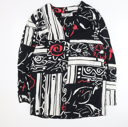 Paolo Benetti Women's Multicoloured V-Neck Blouse Size 10