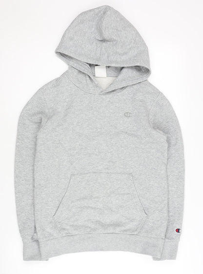 Champion Boys Grey Hoodie, Size L, Pullover with Logo