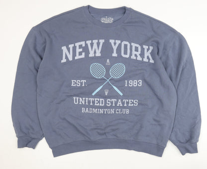 Goodie Two Sleeves Unisex Blue L Sweatshirt with Graphic Print