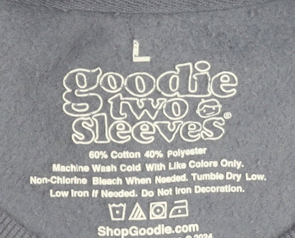 Goodie Two Sleeves Unisex Blue L Sweatshirt with Graphic Print