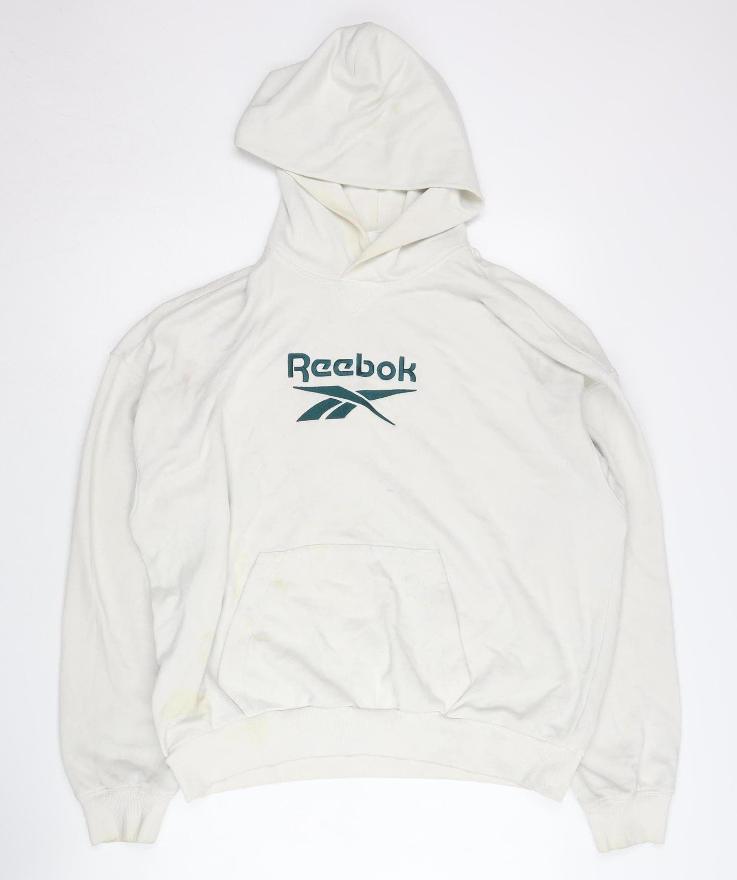 Reebok Unisex White Hoodie Large Casual Pullover