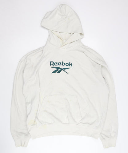 Reebok Unisex White Hoodie Large Casual Pullover