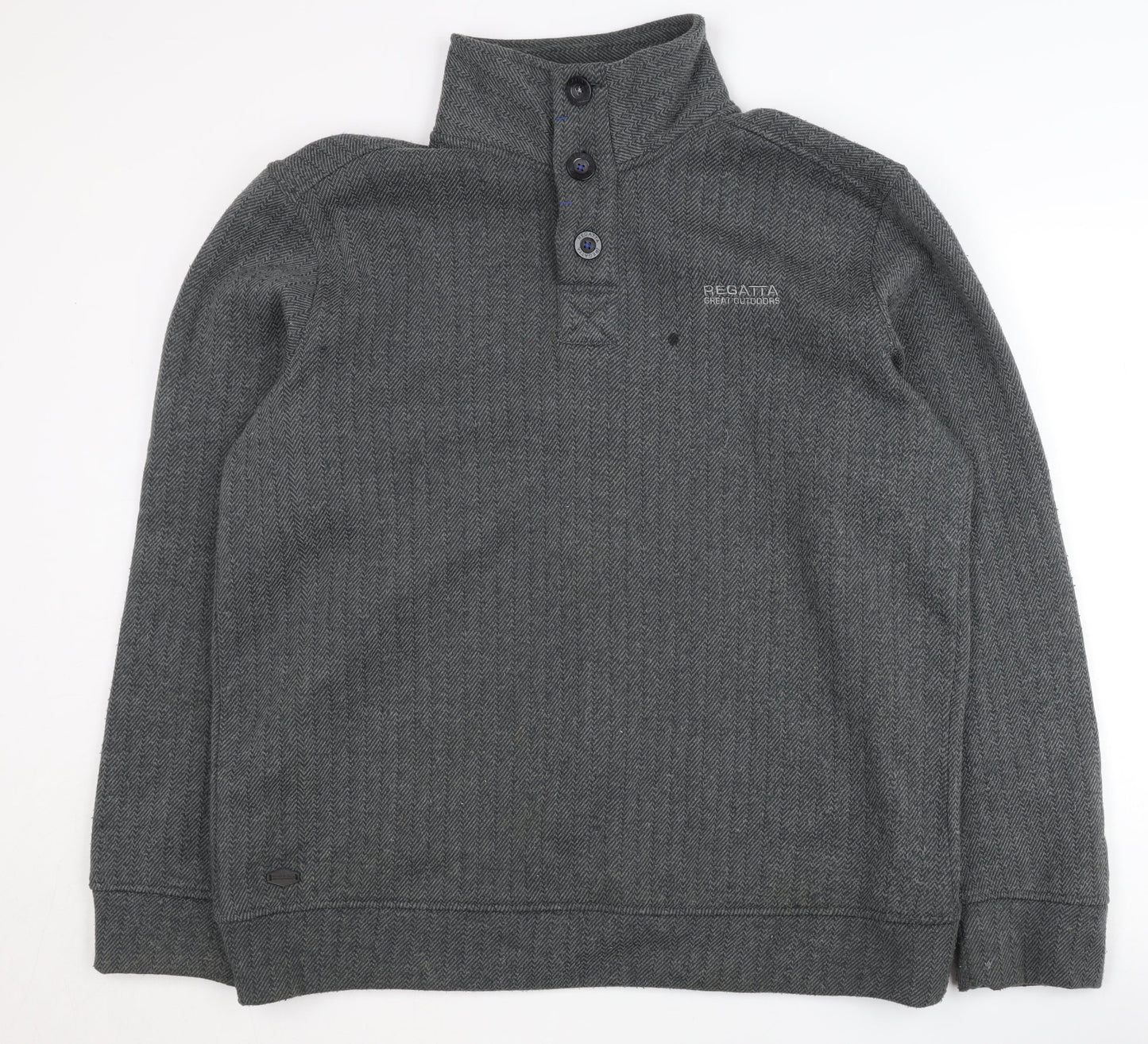 Mens UK Size L Regatta Grey Henley Sweatshirt