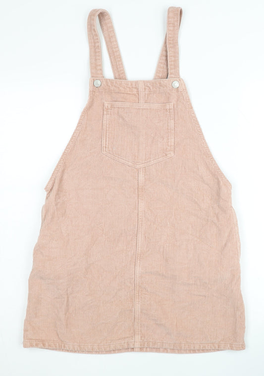 Topshop Beige Corduroy Pinafore Dress UK 10 Women