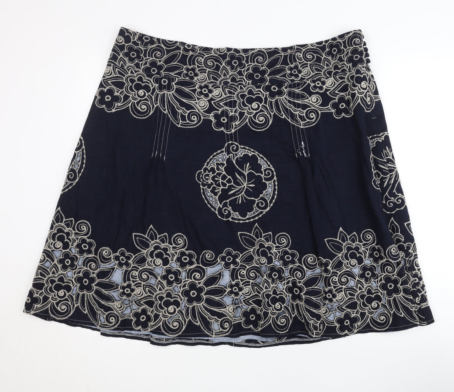 New Look Women's Blue A-Line Floral Skirt, Size 18