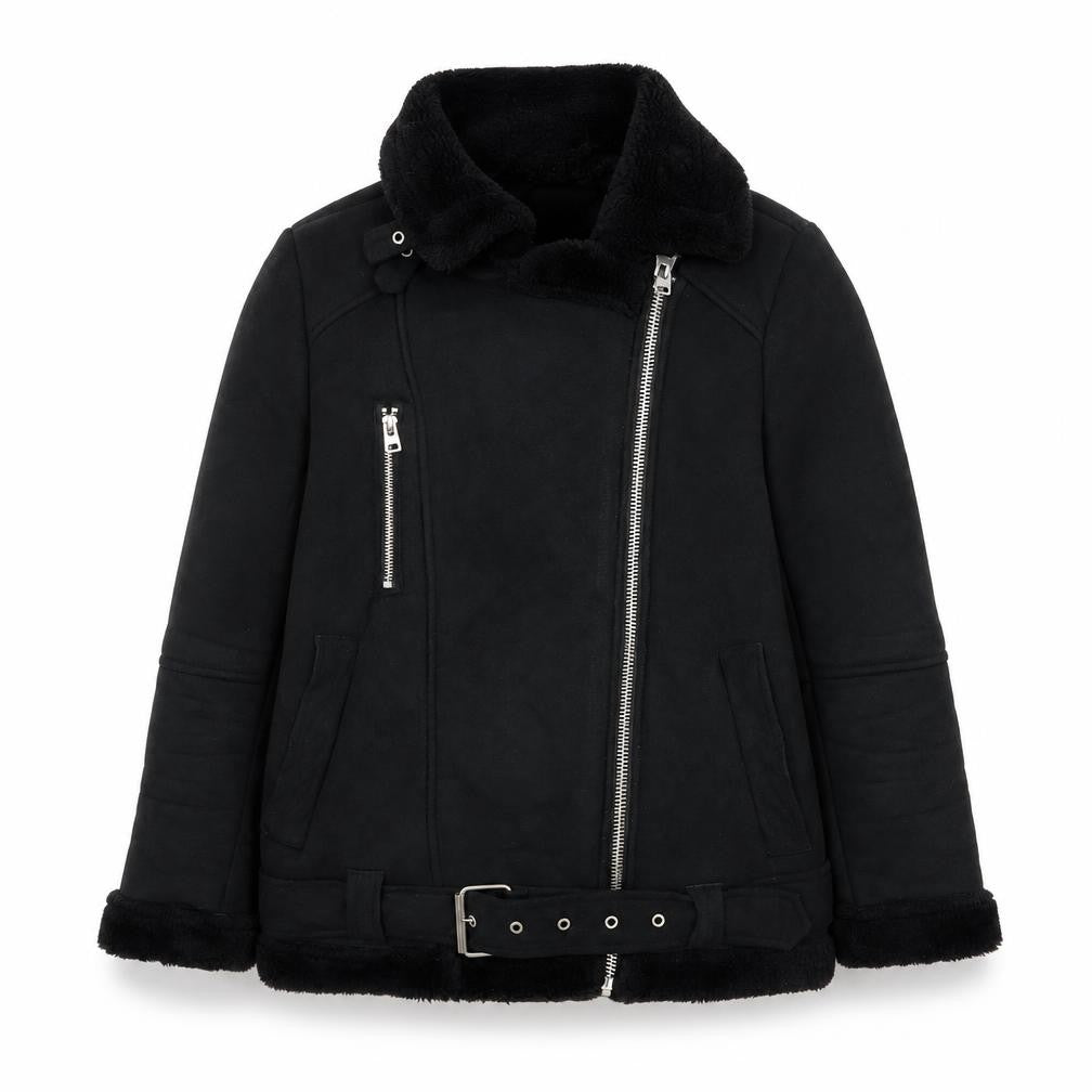 Womens UK Size 6 Topshop Black Biker Coat