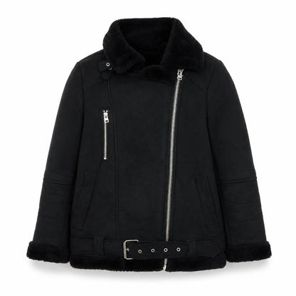 Womens UK Size 6 Topshop Black Biker Coat